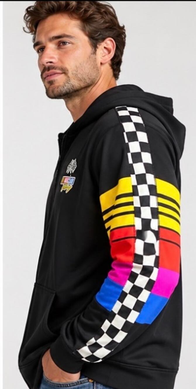 Hurley NASCAR Racing Black Full Zip Hoodie Jacket Men’s Large UPF 50+